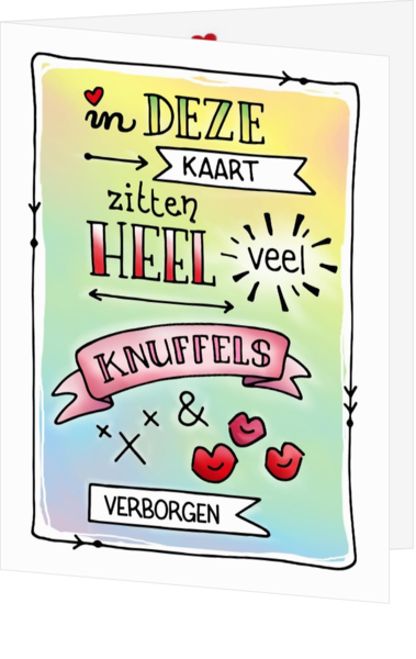 Liefdeskaart knuffels en kusjes verborgen