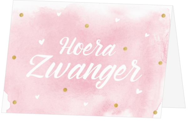 Hoera zwanger aquarel roze 