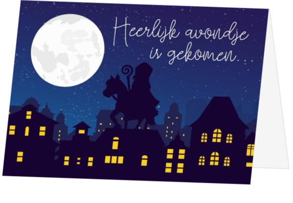 Sinterklaaskaart heerlijk avondje is gekomen