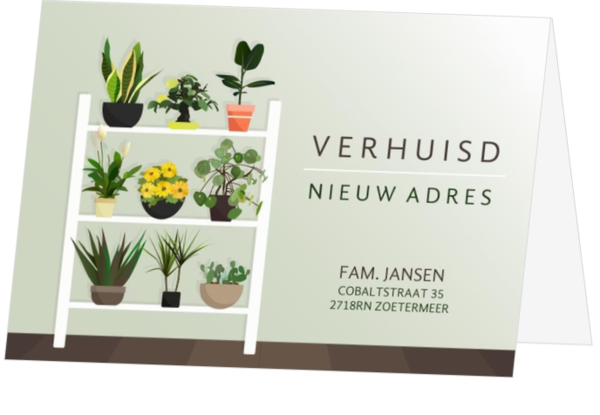 Verhuiskaart met plantenrek