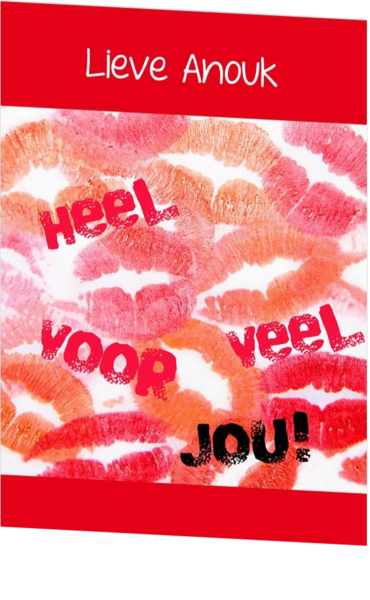 Liefdeskaart lippenstift kusjes