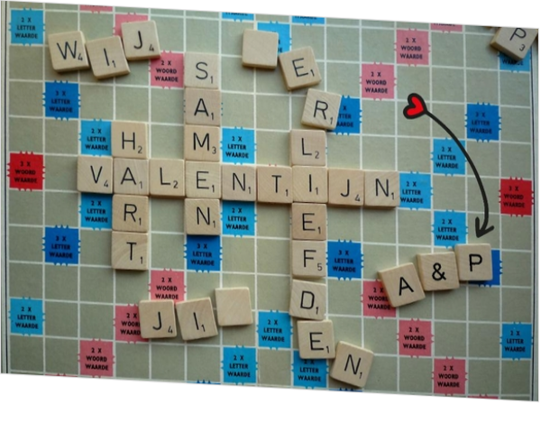 Liefdeskaart scrabble woordenkaart