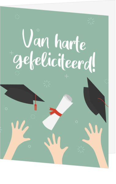 Geslaagd kaart hoedjes en diploma