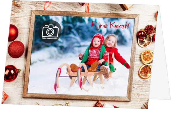 Kerstkaart met foto in lijstje