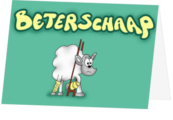 Beterschapskaart schaap beterschaap krukken