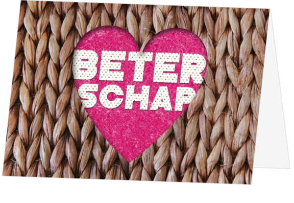 Beterschapskaart hartje gevlochten beterschap