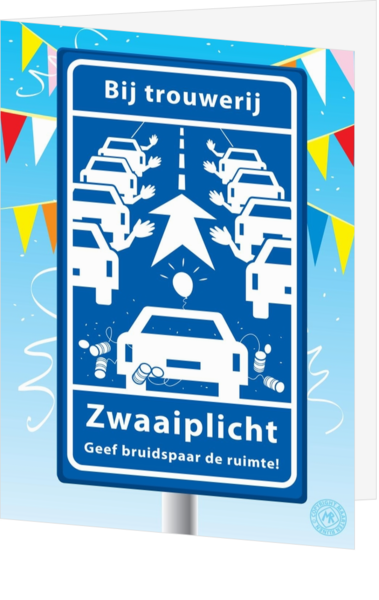 Felicitatiekaart huwelijk verkeersbord bruidspaar