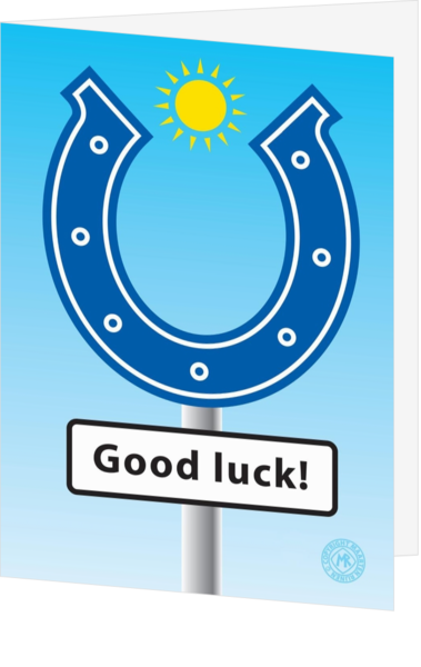 Felicitatiekaart huwelijk verkeersbord hoefijzer good luck