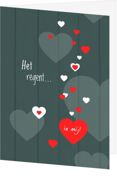 Valentijnskaart hartjes rood wit