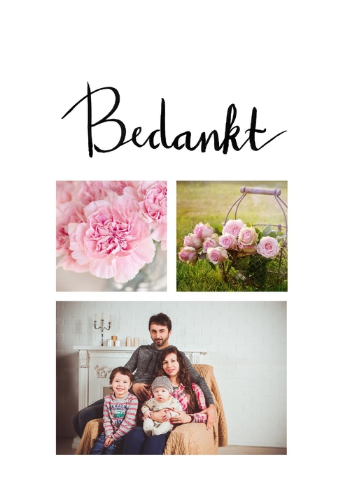 bedankkaartje huwelijk met bloemen Voorkant