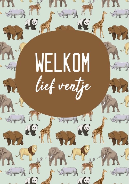 Geboorte felicitatiekaart dieren Voorkant