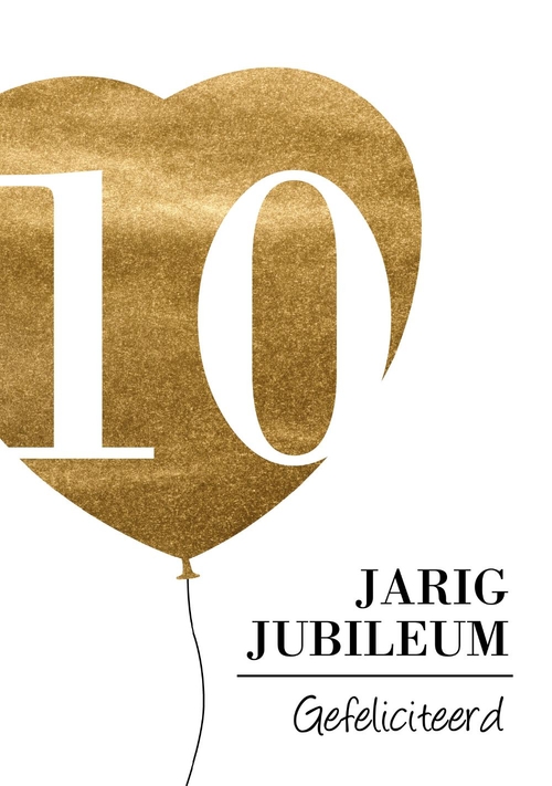 Jubileumkaart ballon goud  Voorkant