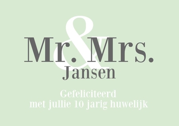 Jubileumkaart mr. en mrs. Voorkant