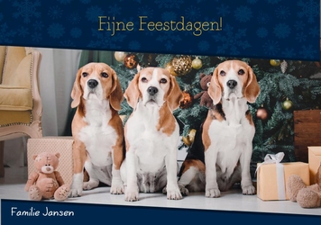 Kerstkaart donkerblauw met eigen foto Voorkant