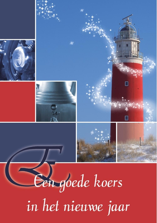 Kerstkaart met vuurtoren Voorkant