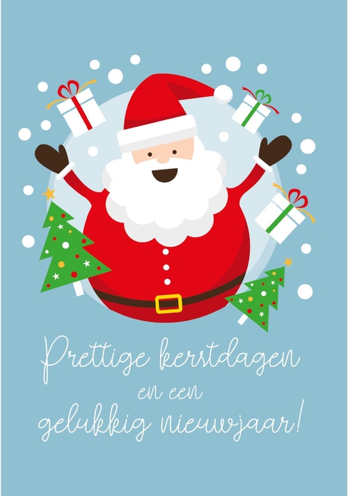 Kerstkaart vrolijke kerstman Voorkant