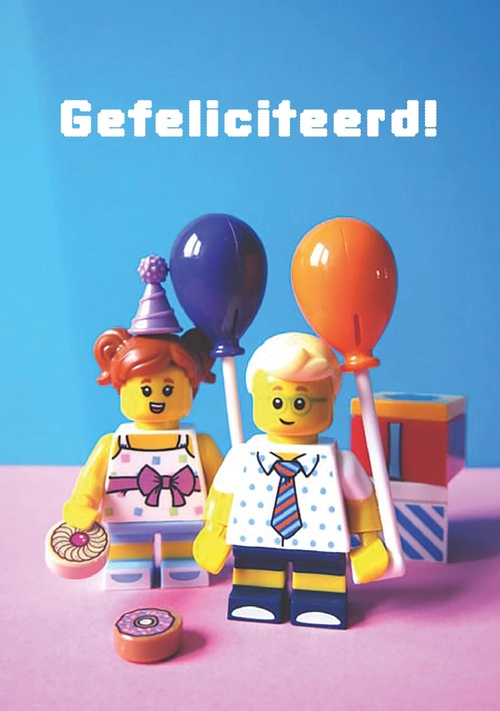 Verjaardagkaart Lego gefeliciteerd Voorkant