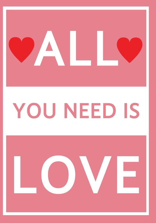 Liefdeskaart ALL YOU NEED IS LOVE roze Voorkant