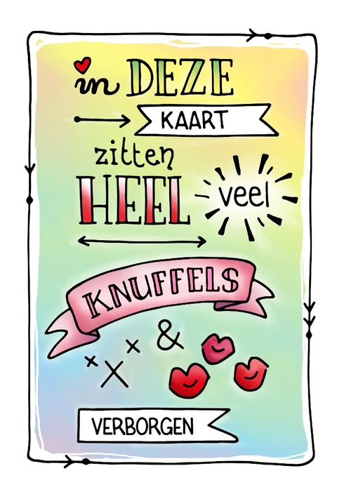 Liefdeskaart knuffels en kusjes verborgen Voorkant