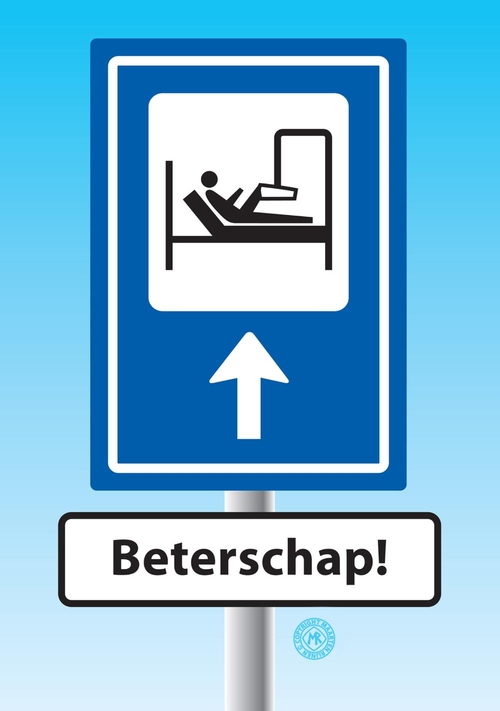 Beterschapskaart verkeersbord gebroken been Voorkant