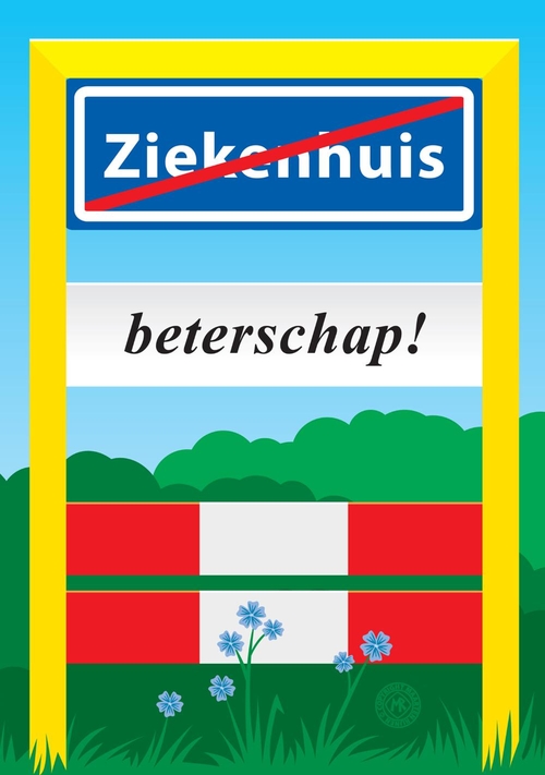 Beterschapskaart verkeersbord ziekenhuis beterschap Voorkant