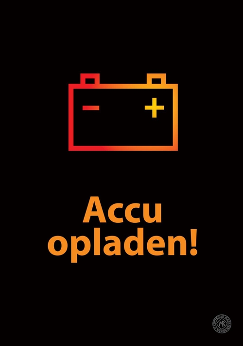 Beterschapskaart accu opladen oranje Voorkant