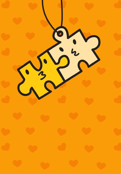 Liefdeskaart love puzzle Voorkant