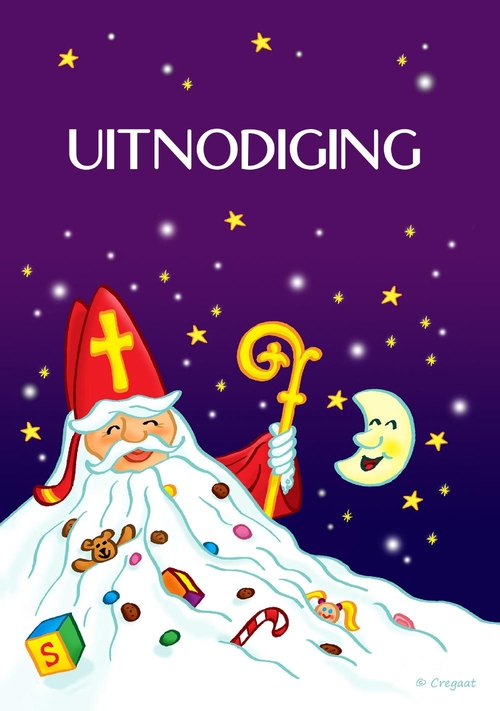 Sinterklaaskaart uitnodiging baard Voorkant