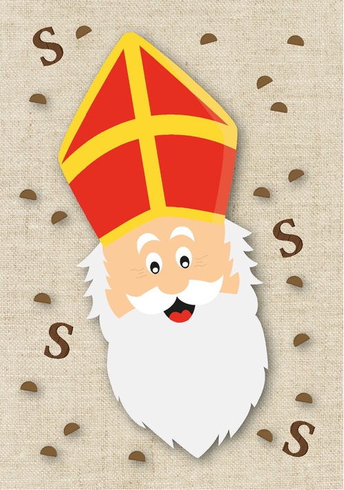 Sinterklaaskaart kruidnoten en Sinterklaas Voorkant