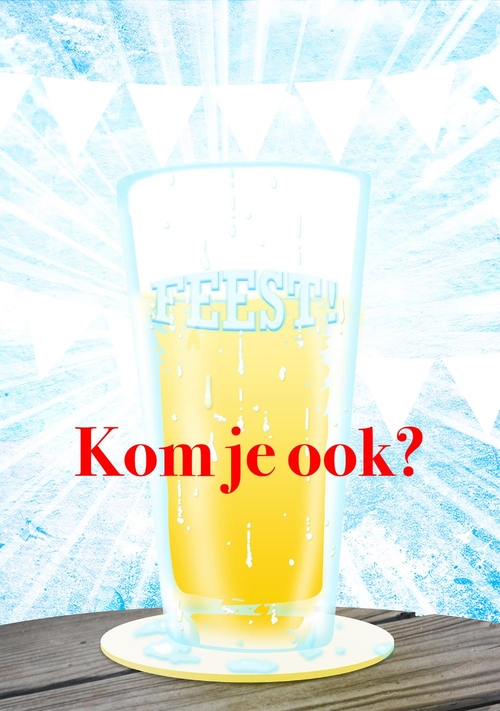 Uitnodigingskaart ijskoud bier Voorkant