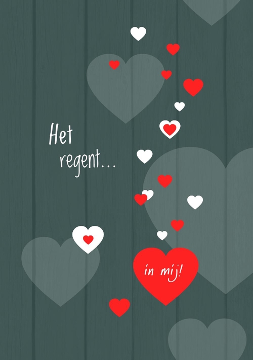 Valentijnskaart hartjes rood wit Voorkant