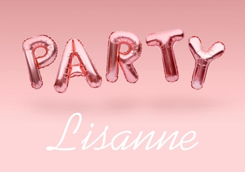 Verjaardagskaart roze party Voorkant