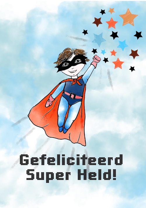 Verjaardagskaart voor een super held Voorkant