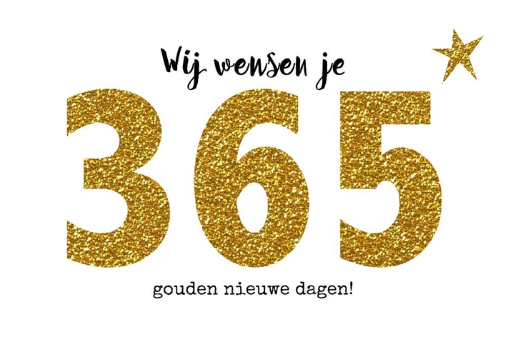 Nieuwjaarskaart 365 gouden dagen enkel Voorkant