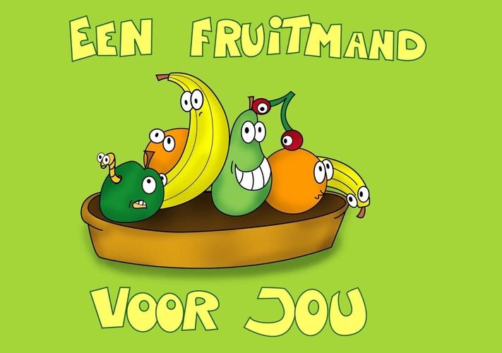 Beterschapskaart fruit fruitmand groen Voorkant