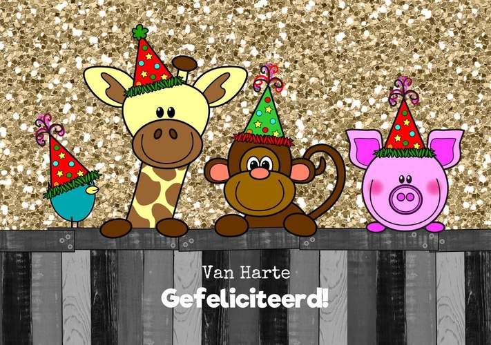 dieren en glitter   dubbel Voorkant