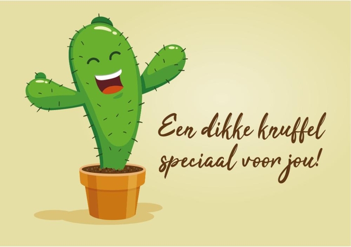 Dikke knuffel kaart cactus Voorkant