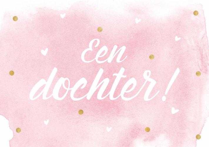 Felicitatiekaart dochter op aquarel roze Voorkant