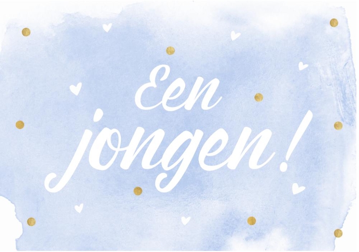 Felicitatiekaart jongen aquarel blauw  Voorkant