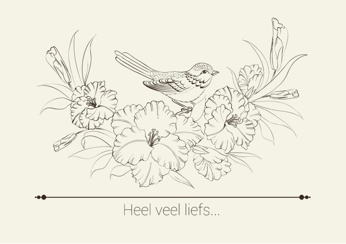 Huismus met bloemen getekend Voorkant