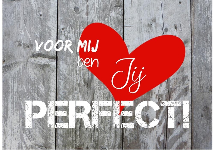 Liefdeskaart hout voor mij ben jij perfect  Voorkant