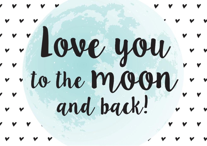 Liefdeskaart love you to the moon and back Voorkant