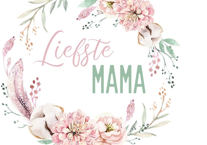 Liefdeskaart mama bloemenkader Voorkant