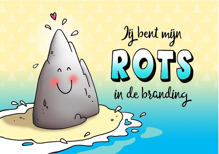 Liefdeskaart rots in de branding Voorkant