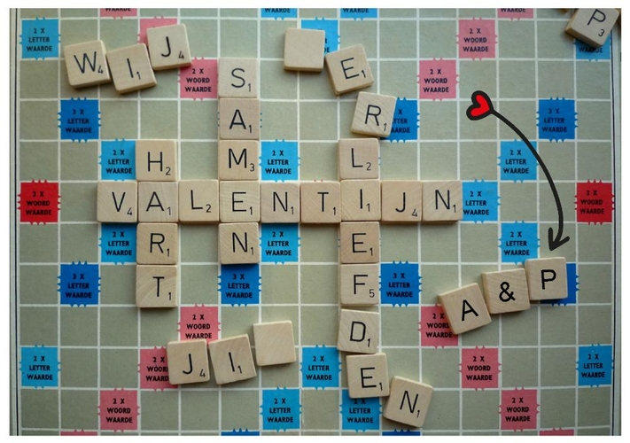 Liefdeskaart scrabble woordenkaart Voorkant