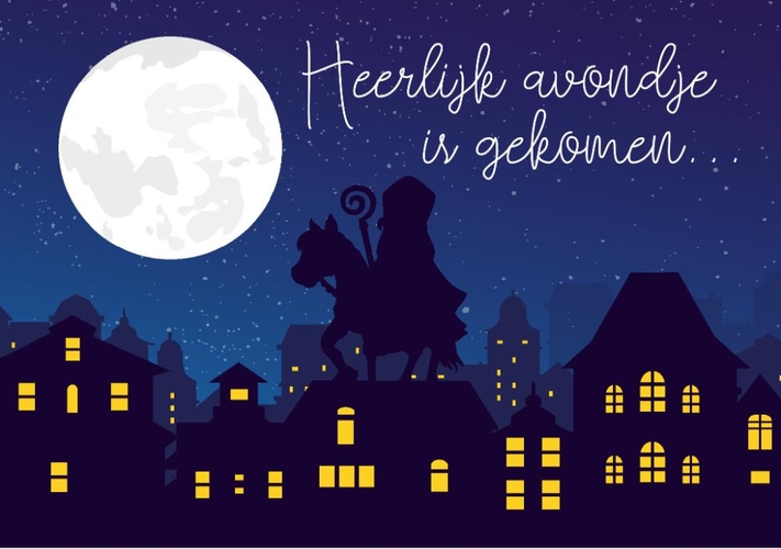 Sinterklaaskaart heerlijk avondje is gekomen Voorkant