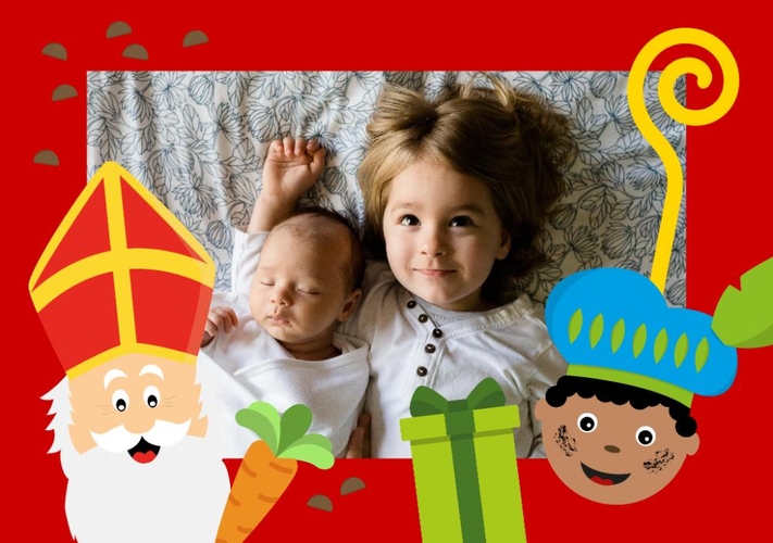 Sinterklaaskaart kader met eigen foto Voorkant