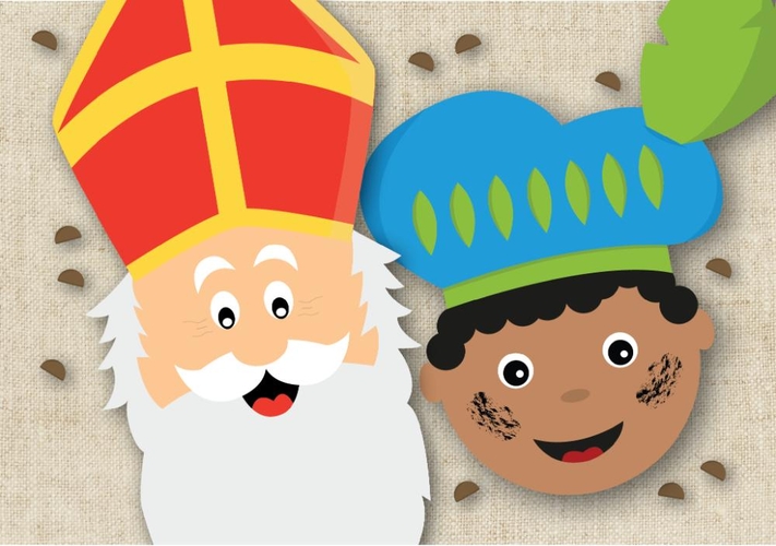 Sinterklaaskaart sint en roetveegpiet Voorkant