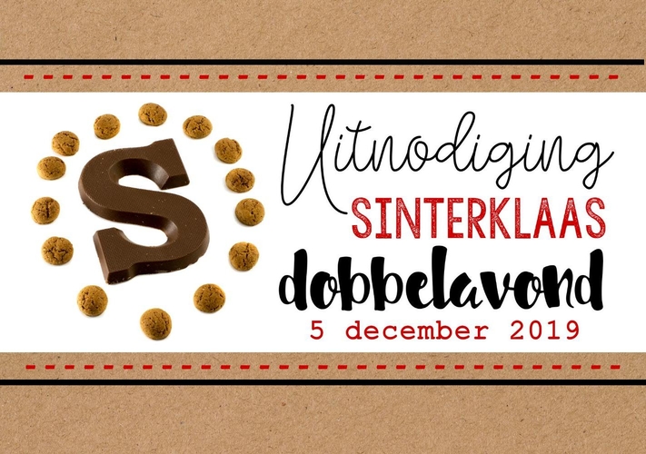 Sinterklaaskaart uitnodiging dobbelavond met kraft Voorkant