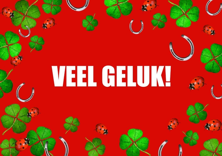 Succes kaart klavertje vier rood Voorkant